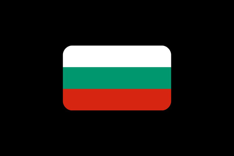 Bulgaria flag with three horizontal stripes in white, green, and red from top to bottom.
