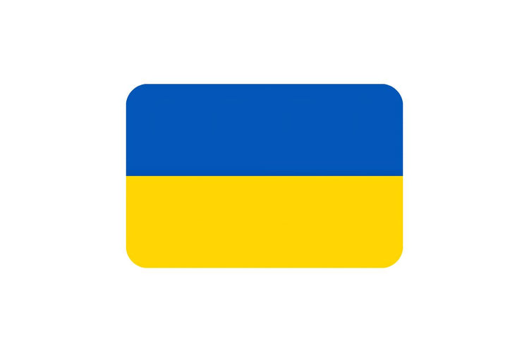 Ukraine flag with two horizontal stripes: blue on the top and yellow on the bottom.