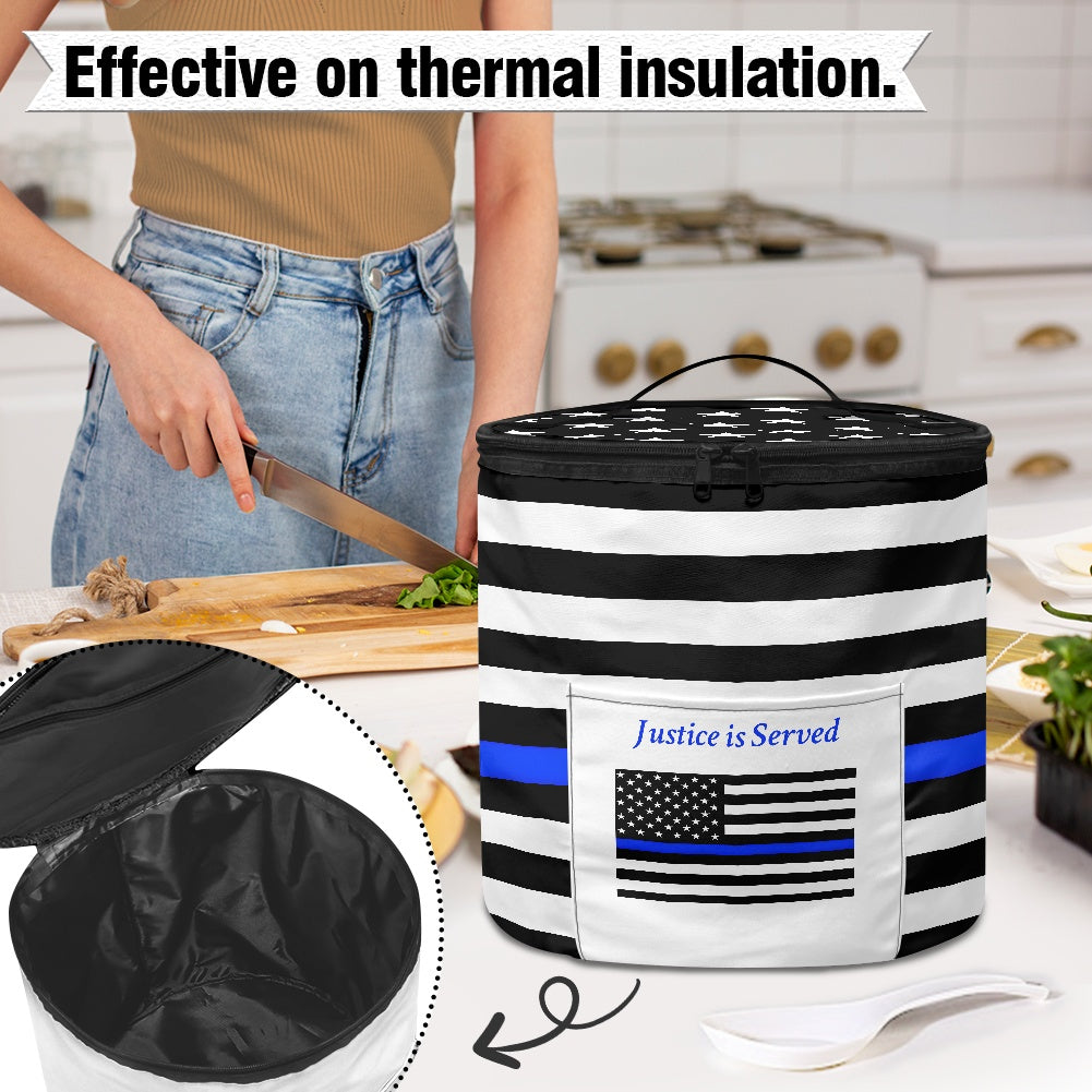 Thin Blue Line Flag Inspired "Justice is Served" Electric Pressure Cooker Insulation Bag