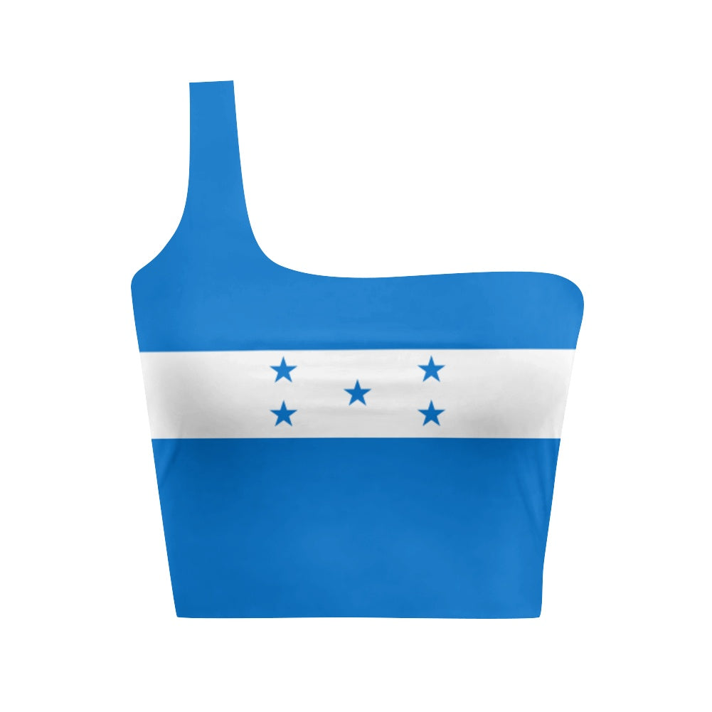 Honduras Flag Inspired One Shoulder Top – Sky Blue Slay All Day