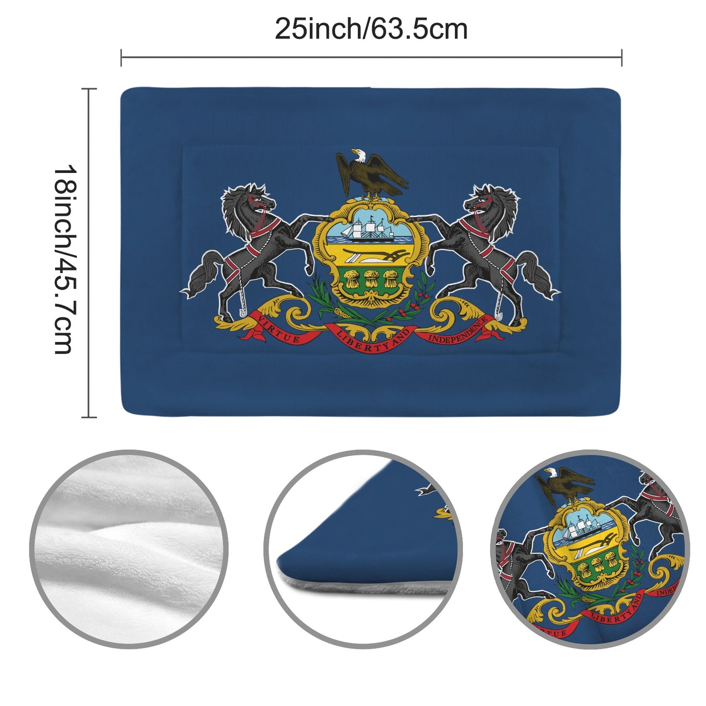 Pennsylvania Flag Inspired Pet Mat 25x18inch (Made in the USA)