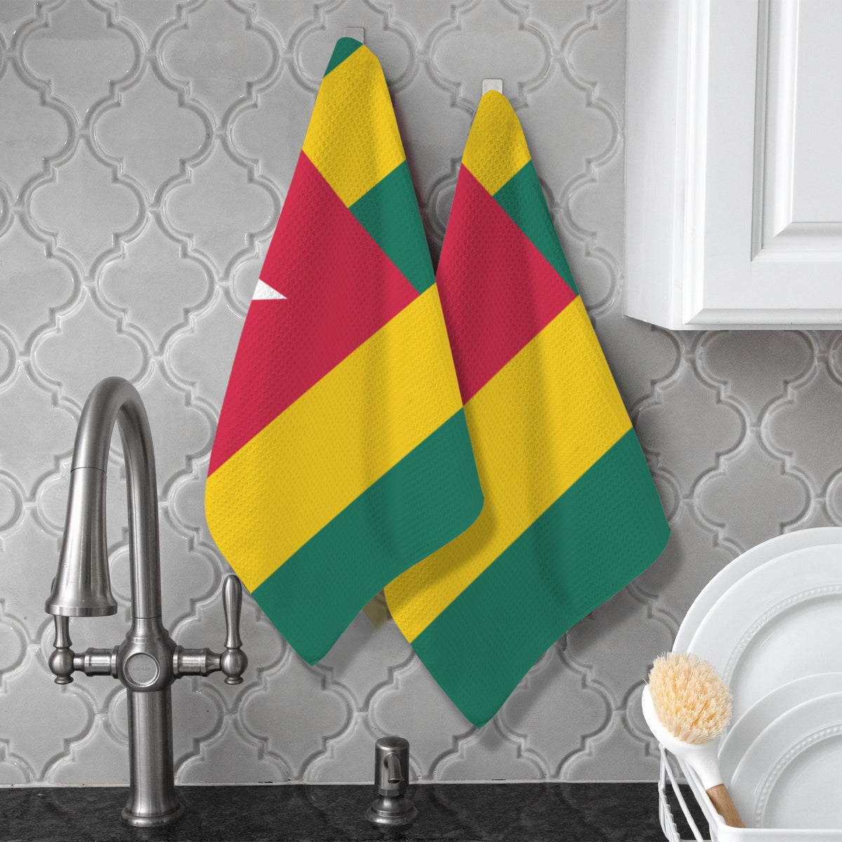 Togo Flag Inspired Kitchen Towel 40X60cm (Pack of 2) | Printed In the USA