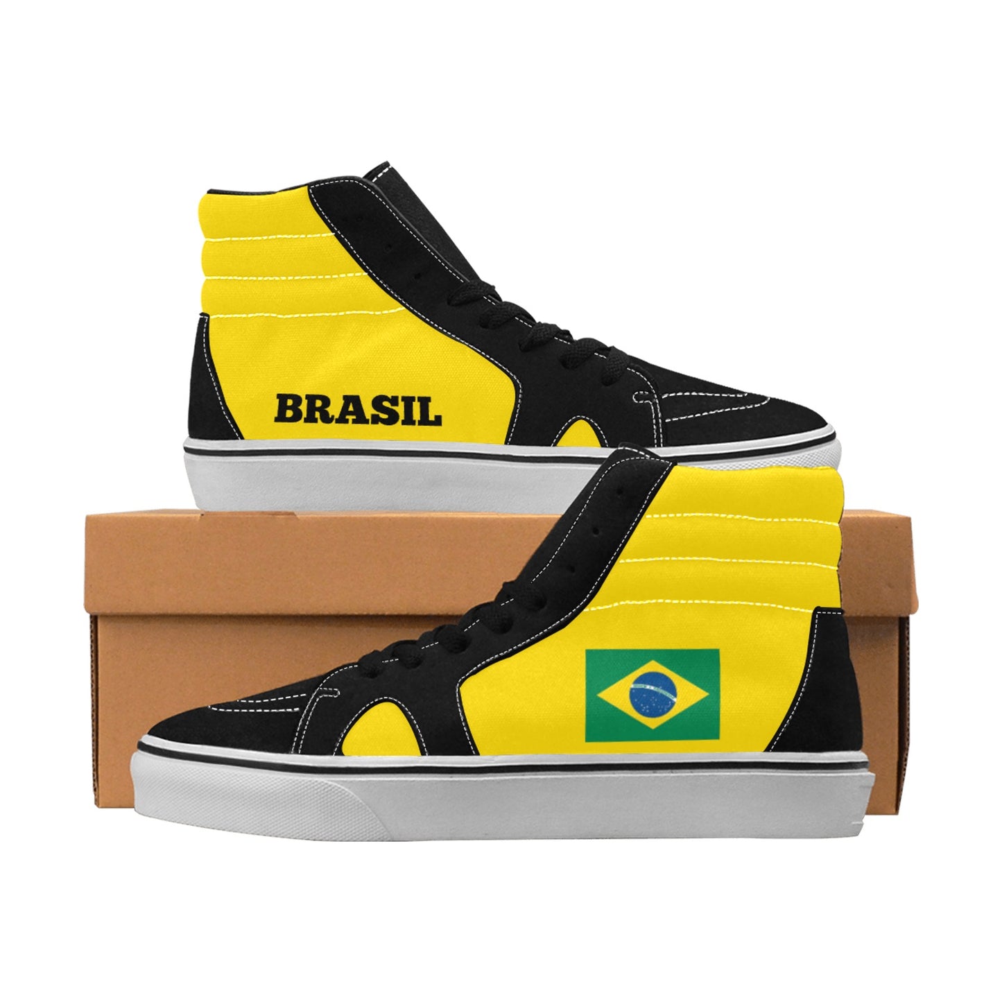 Brazil Flag Inspired Men's High Top Canvas Shoes