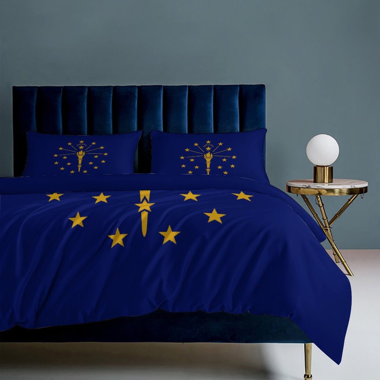 Indiana Flag Inspired 3-Piece Bedding Set (1 Duvet Cover + 2 Pillow Shams) – 102"×90"