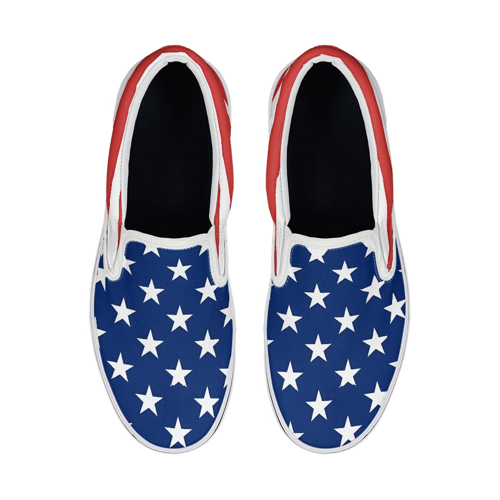 American Flag Inspired Patriotic Slip-On Canvas Sneakers USA Pride - Luv My Flag