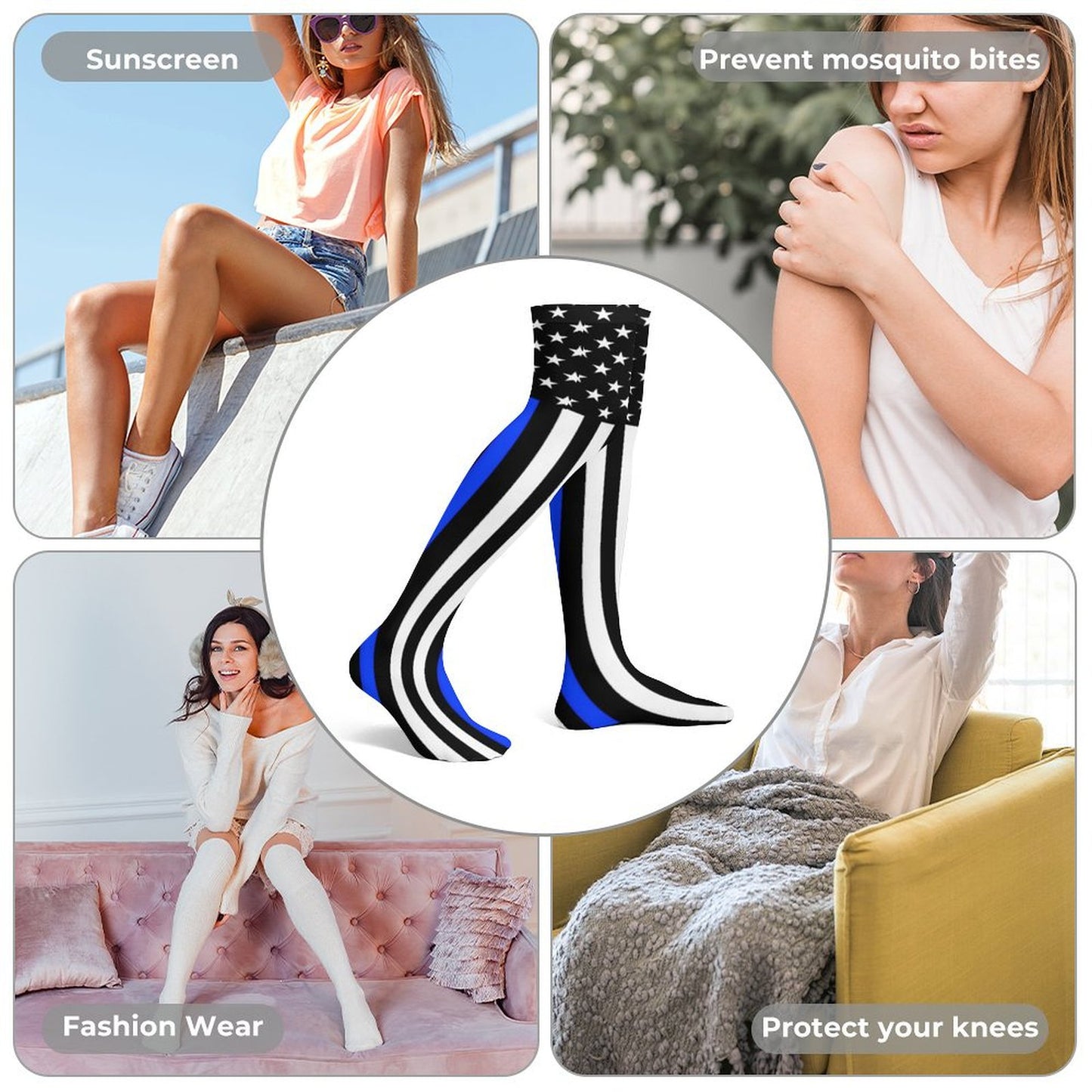 Thin Blue Line Flag Trendy Stockings(Long)