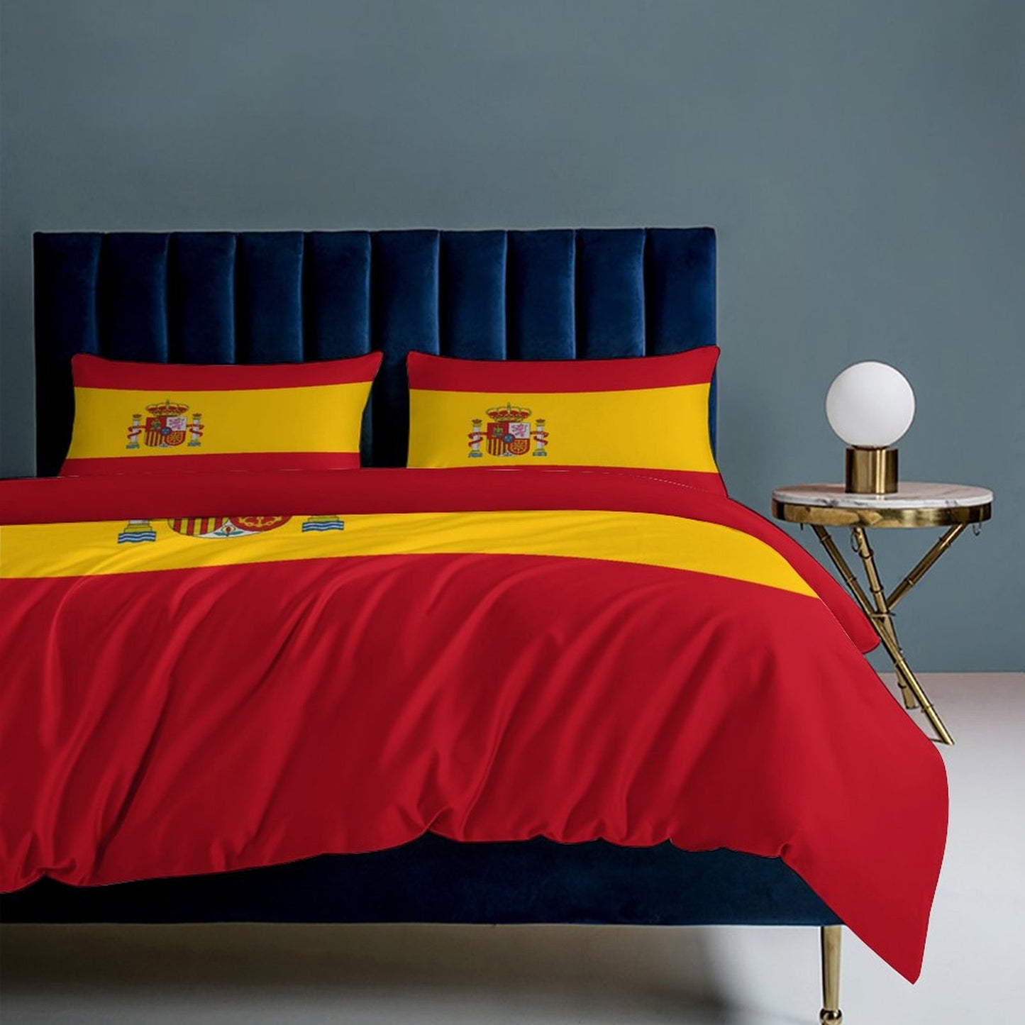 Spain Flag Inspired 3-Piece Bedding Set (1 Duvet Cover + 2 Pillow Shams) – 102"×90"