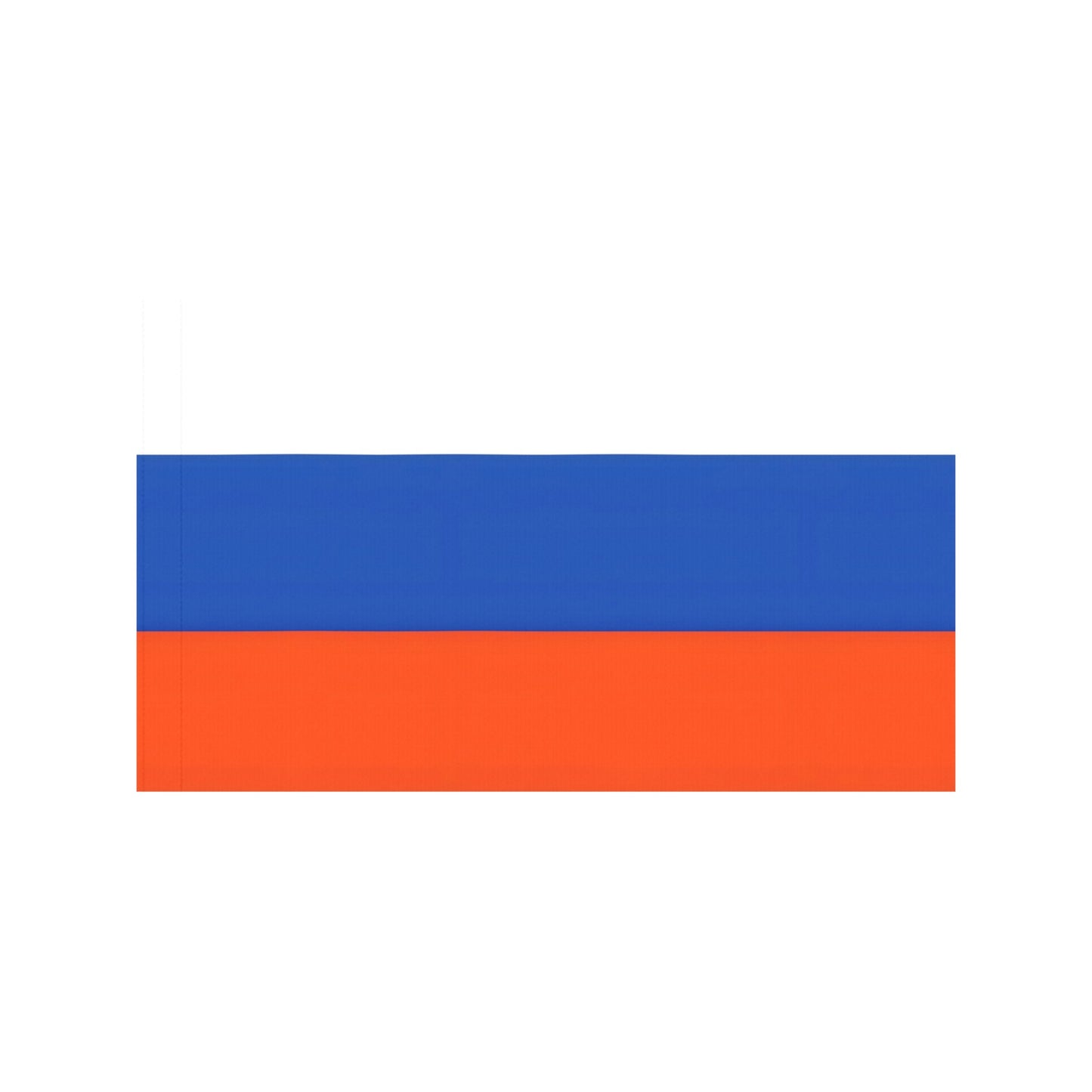 "Luv My Flag: horizontal blue, orange, and white stripes."