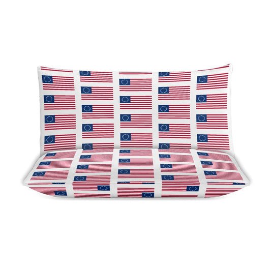Betsy Ross Flag Inspired 3-Piece Bedding Set (1 Duvet Cover + 2 Pillow Shams) – 102"×90"