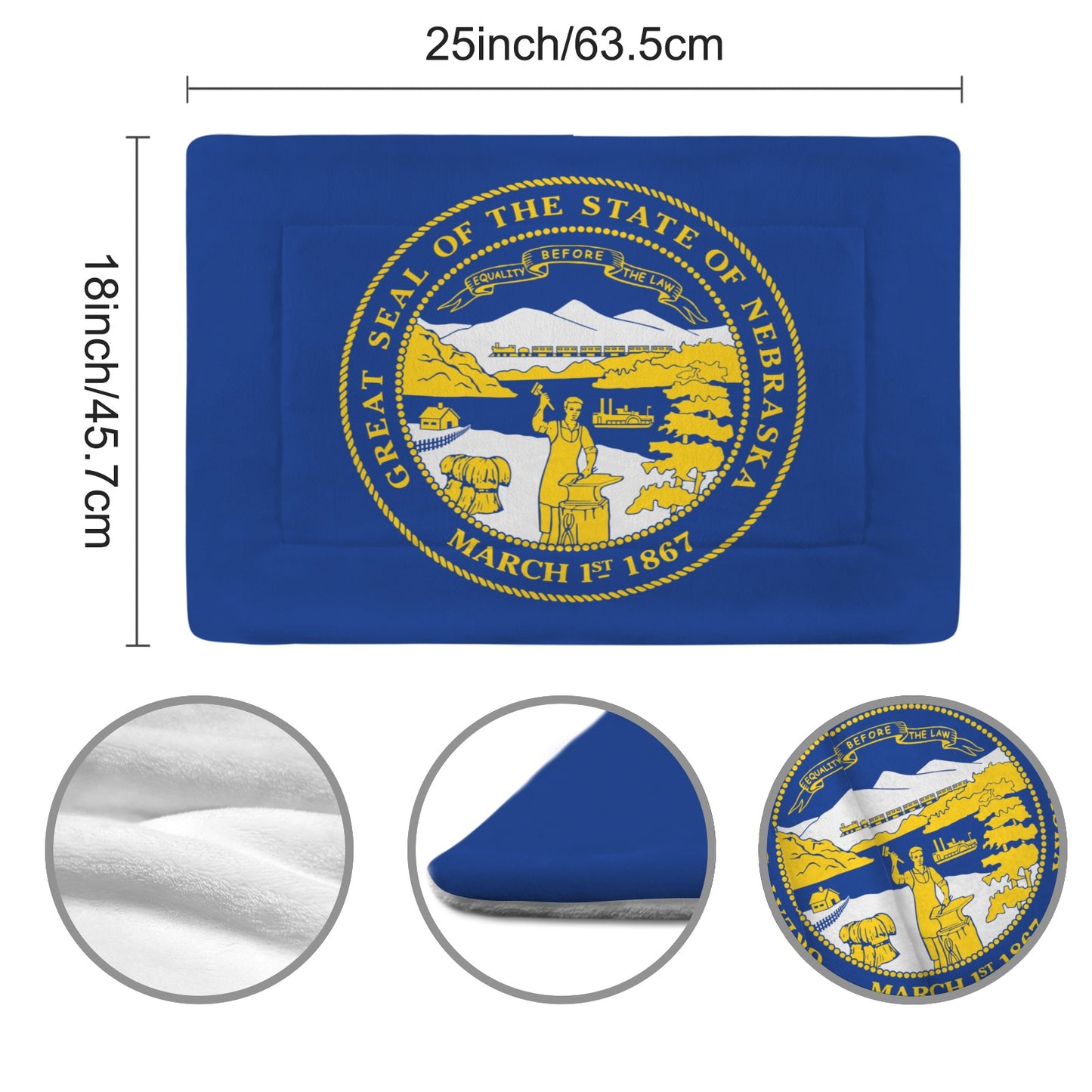 Nebraska Flag Inspired Pet Mat 25x18inch (Made in the USA)