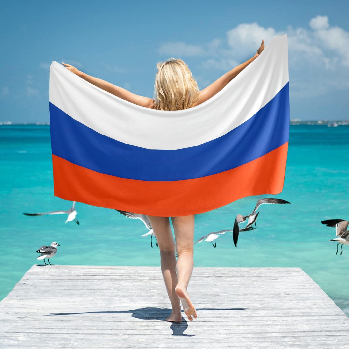 Russia Flag Inspired Beach Towel 31"x71" (Made in USA)