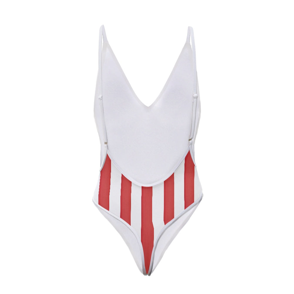 USA/American Flag Inspired One-Piece Thong Swimsuit Style-2