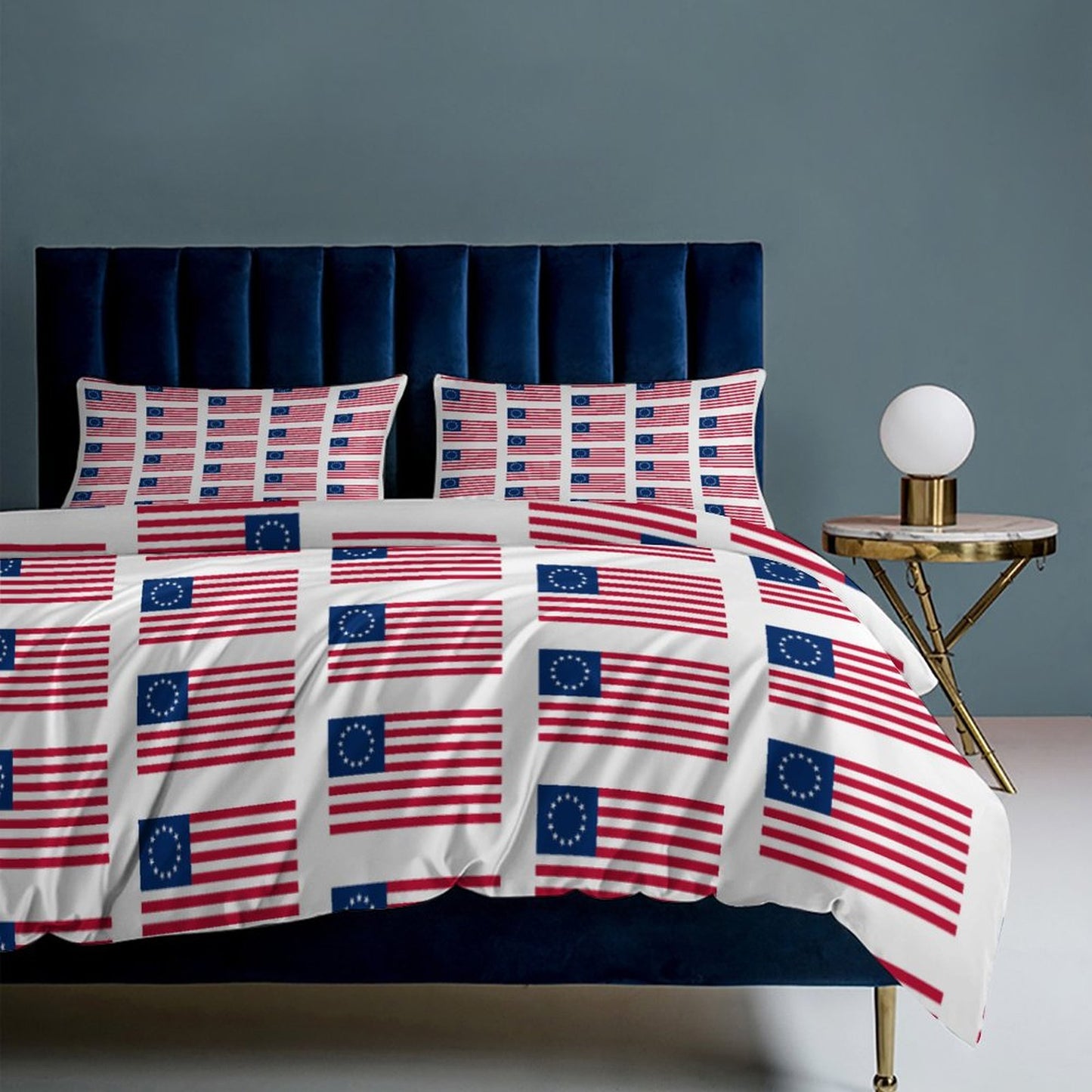 Betsy Ross Flag Inspired 3-Piece Bedding Set (1 Duvet Cover + 2 Pillow Shams) – 102"×90"