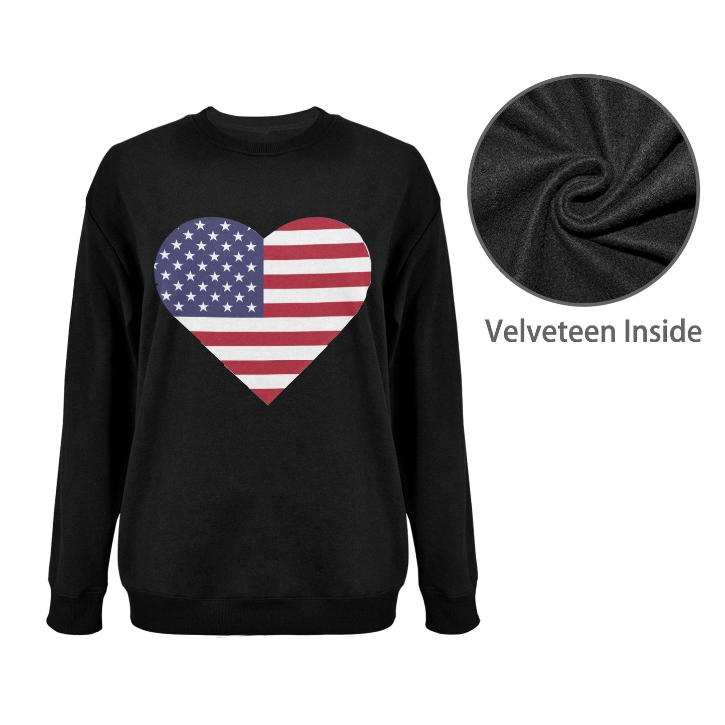 USA/American Flag Inspired Heart Unisex Fleece Sweatshirt (Made in the USA)