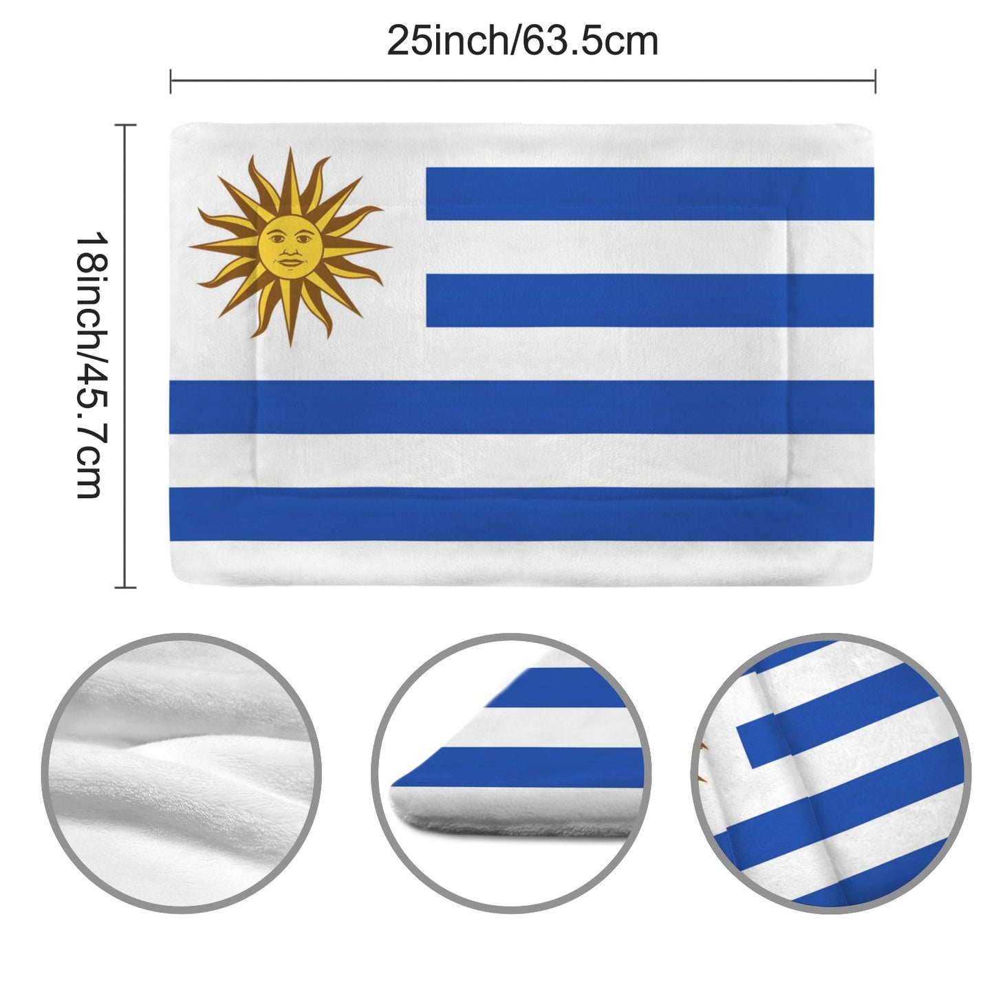 Uruguay Flag Inspired Pet Mat 25x18inch (Made in the USA)