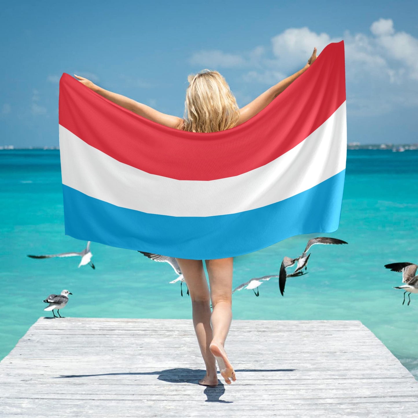 Luxembourg Flag Beach Towel 31"x71" (Made in USA)