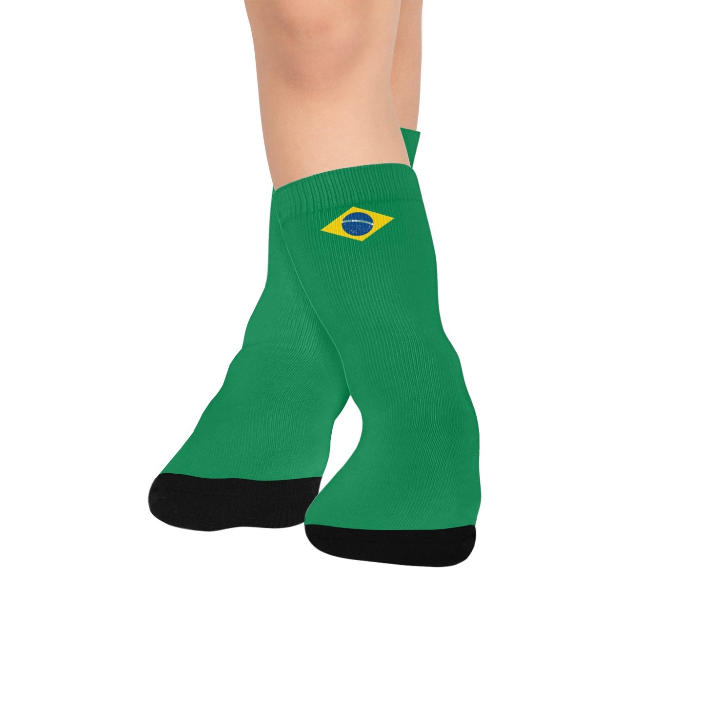 Brazil Flag Inspired Kid's Custom Socks (Made in the USA)