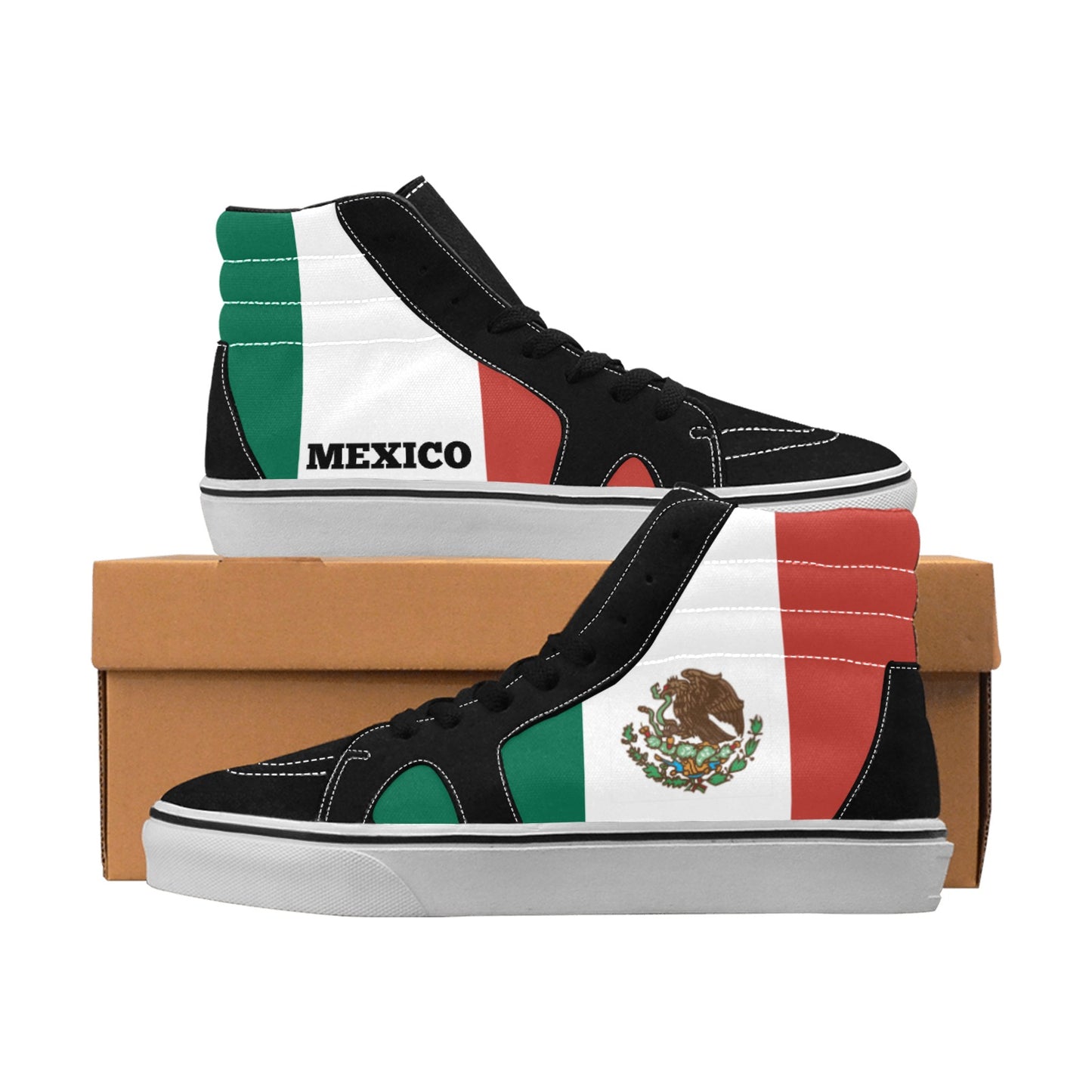 Mexico Flag Inspired Women's High Top Canvas Shoes