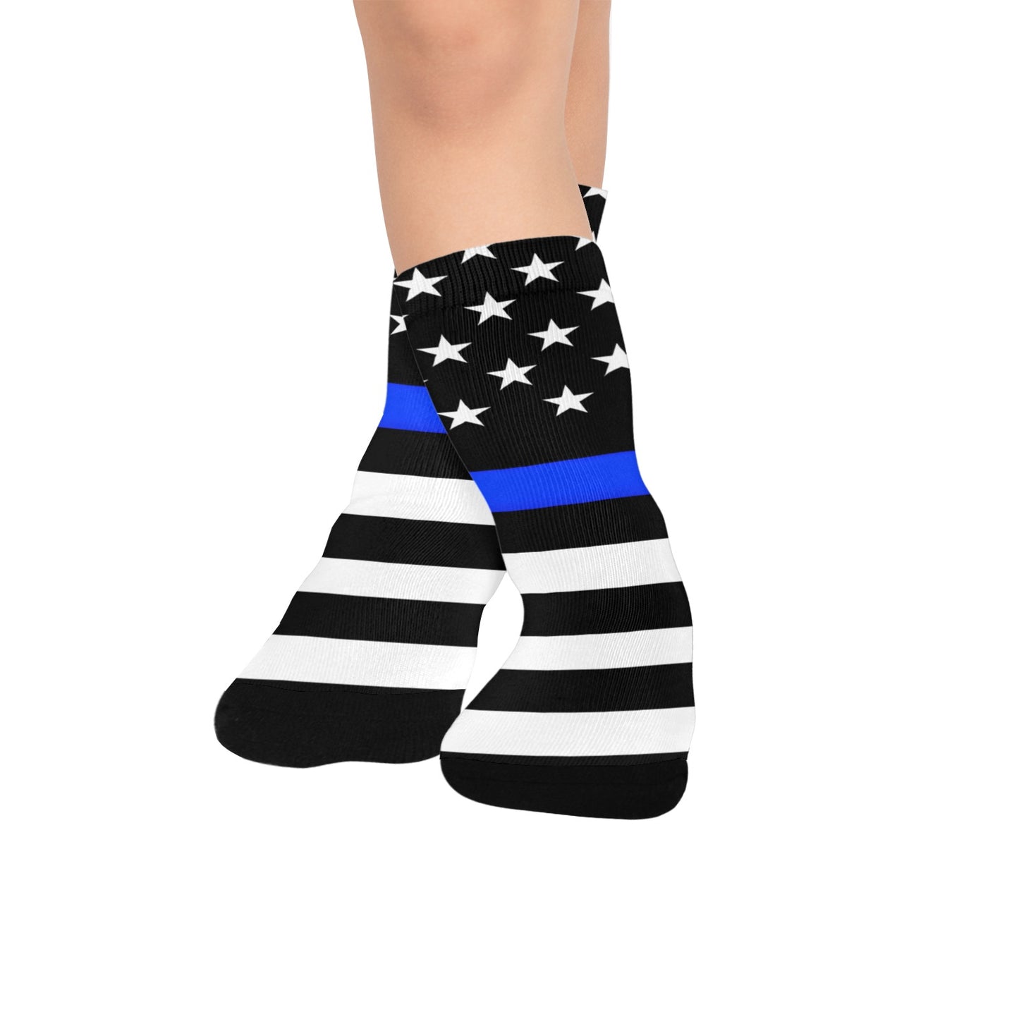 Thin Blue Line Flag Inspired Kid's Custom Socks (Made in the USA)