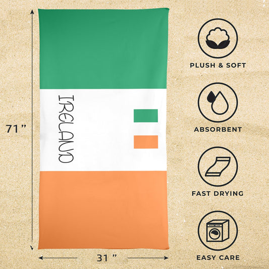 Ireland Flag Beach Towel 31"x71" (Made in USA)