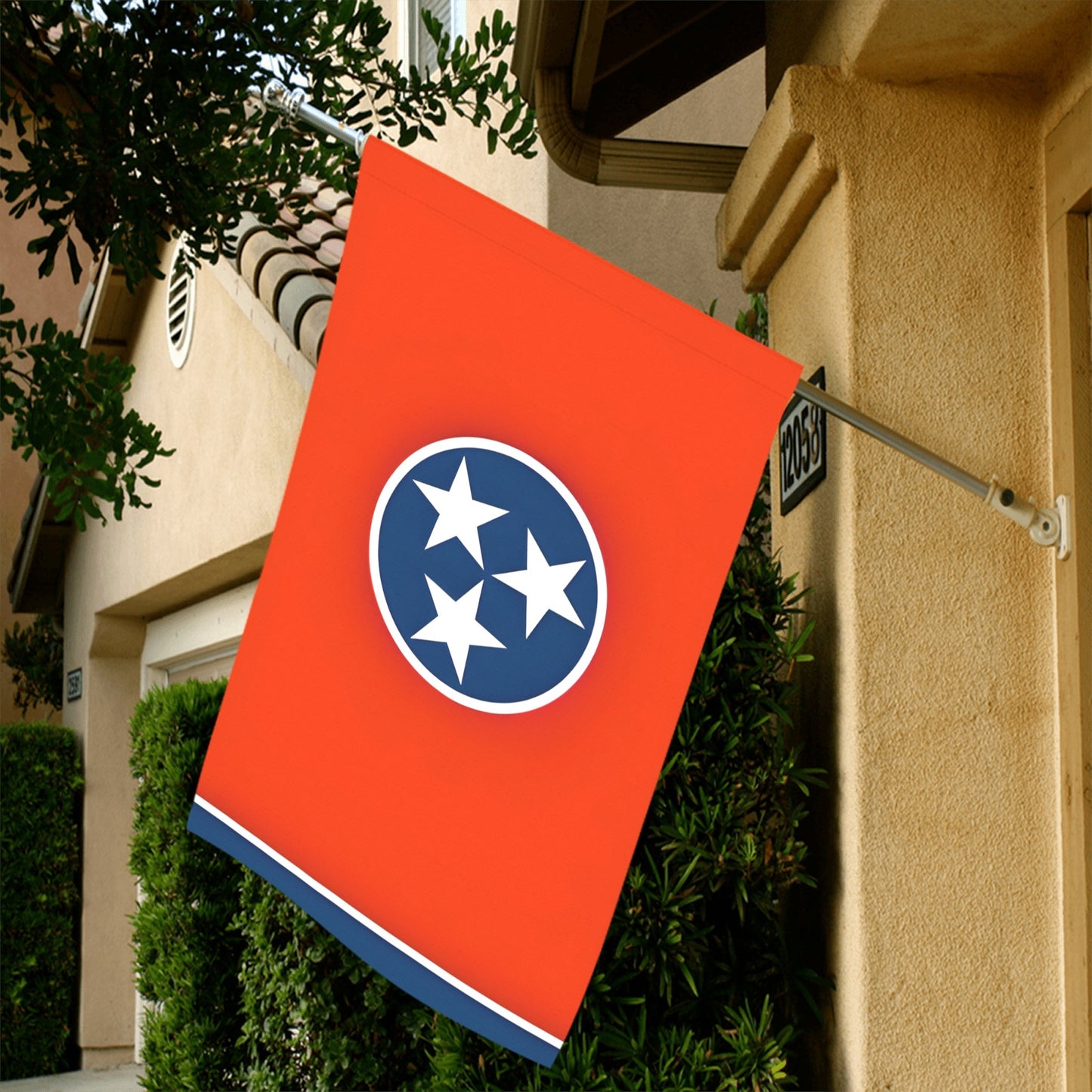 Red flag with stars on house, Luv My Flag.