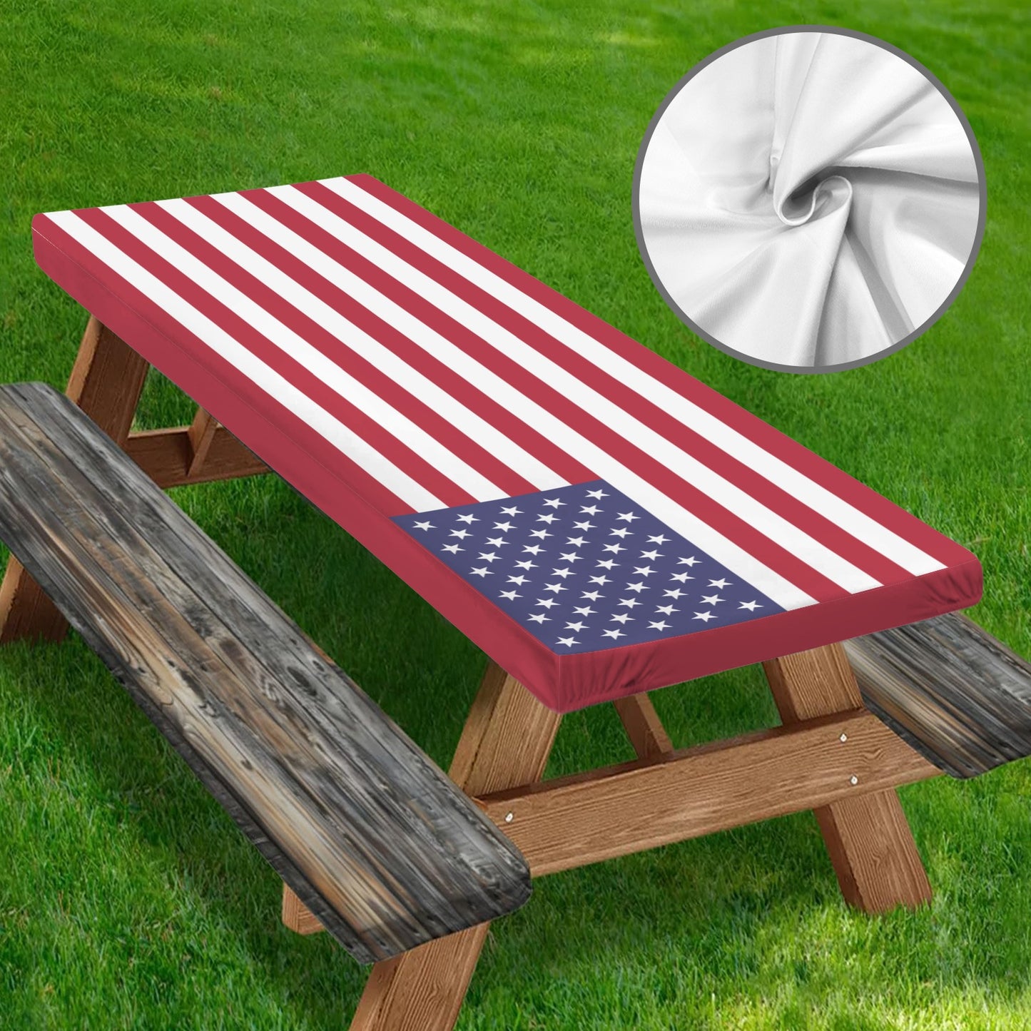 USA/American Flag Picnic Table Cover (72" x 30") (Made in the USA)