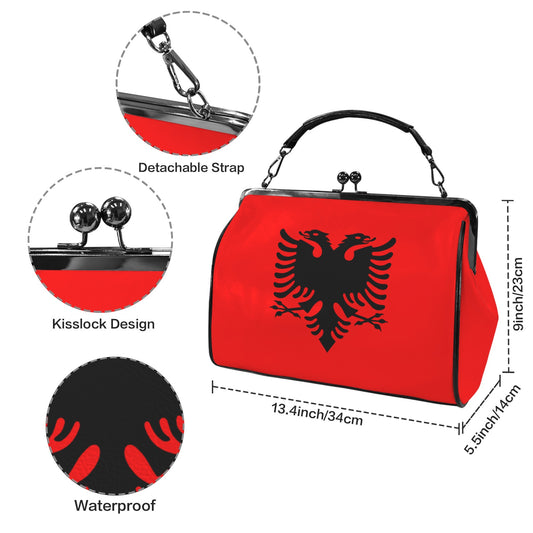 Albania Flag Inspired Kisslock Crossbody Shoulder Bag-Large (Model 1752)