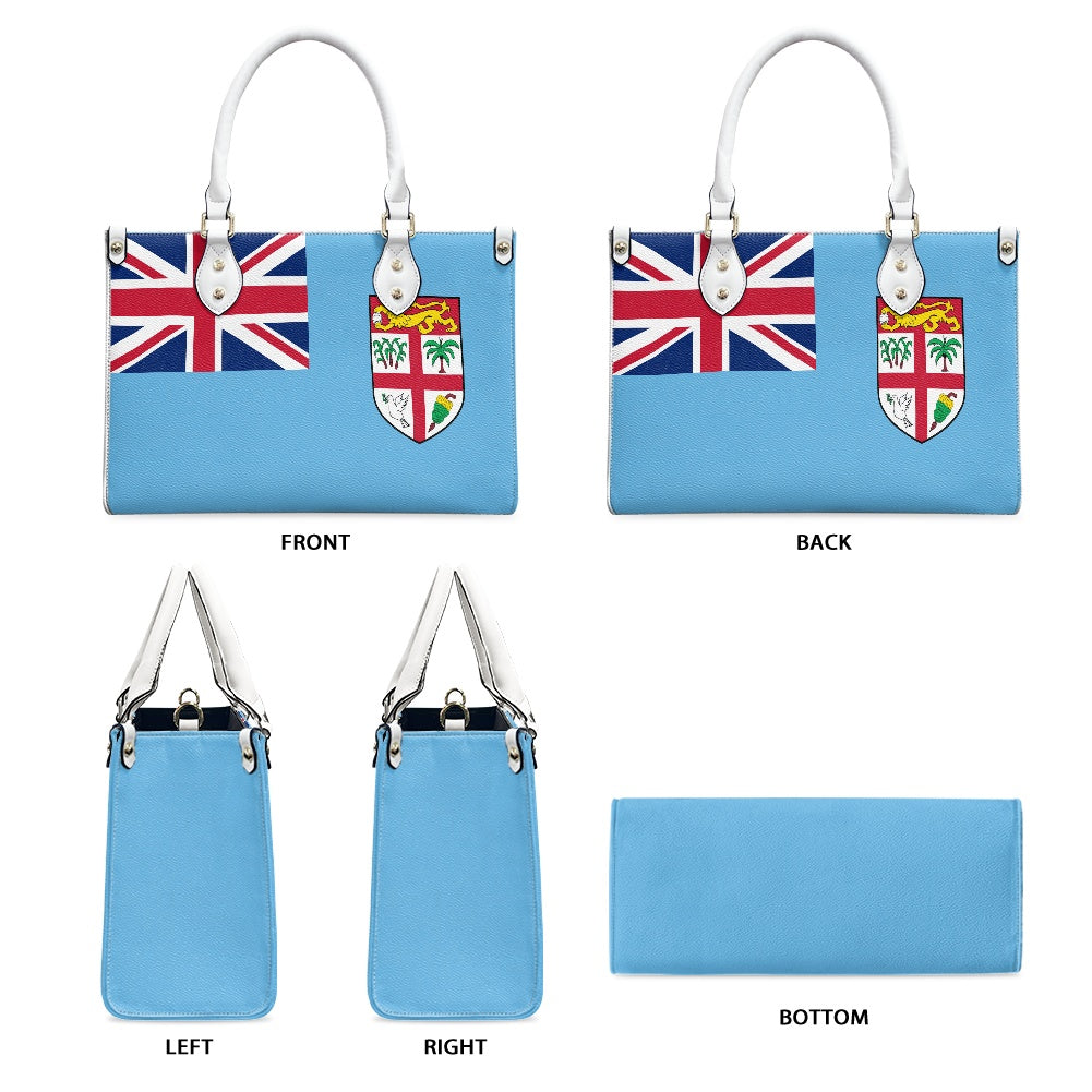 Luv My Flag handbag, blue with flag design accents.