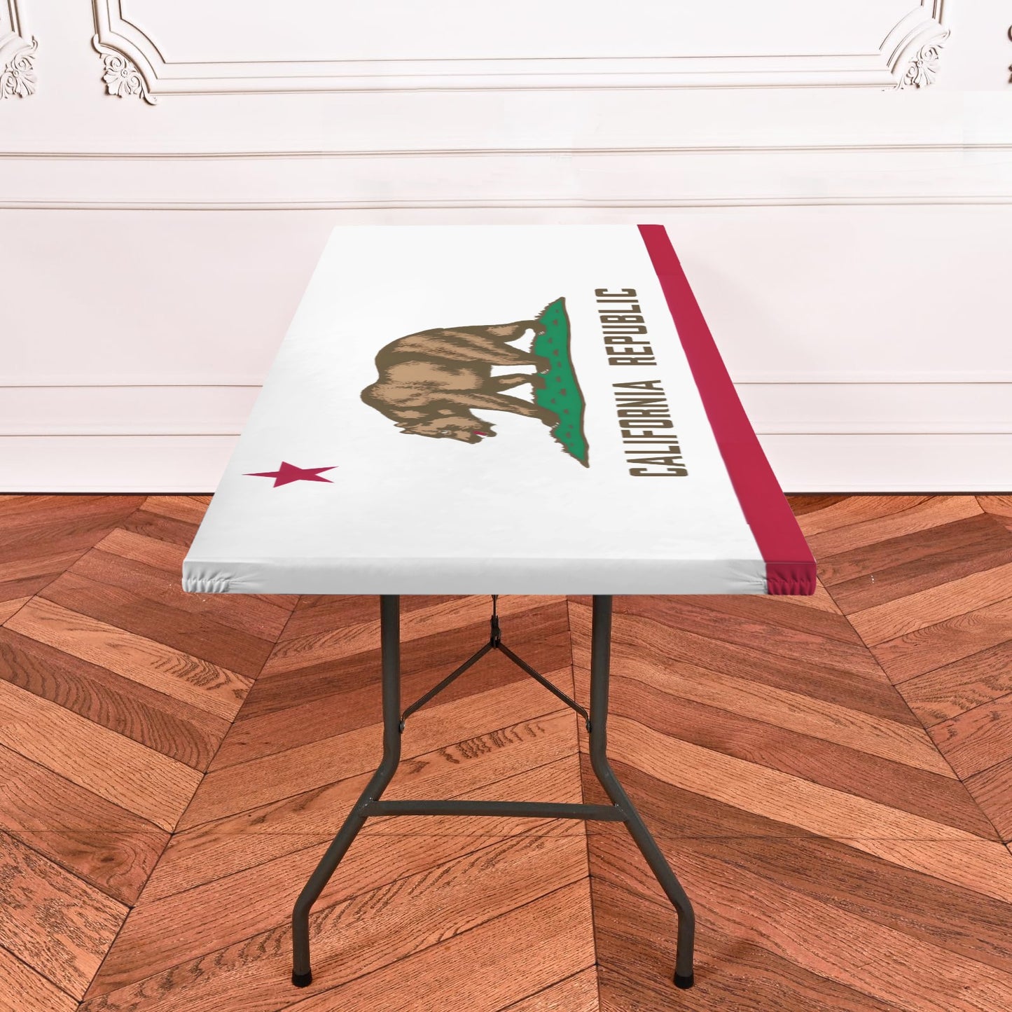 California Flag Inspired Custom Elastic Fitted Tablecloth 72x30 inch (Made in the USA)