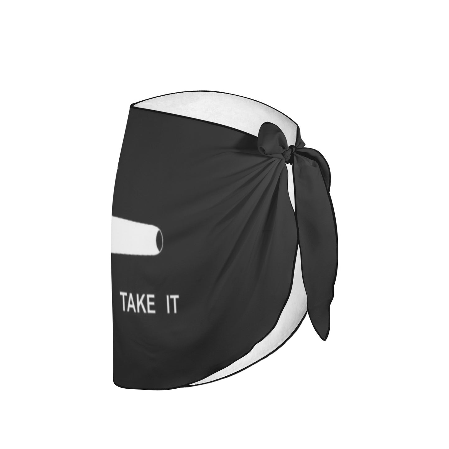Black sarong with white text design from Luv My Flag.