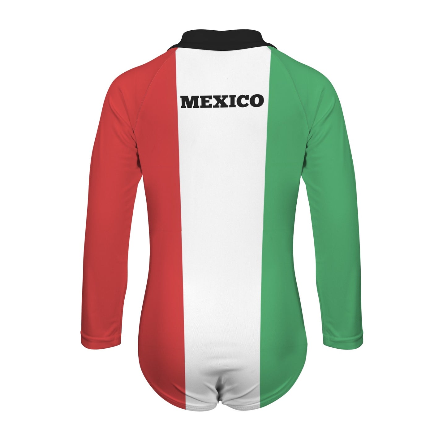 Mexico Flag Little Girls' Long Sleeve One-Piece Swimsuit