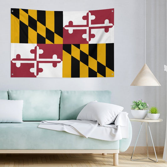 Maryland Flag Inspired Wall Mount Flag with Four Grommets (35x59 in)