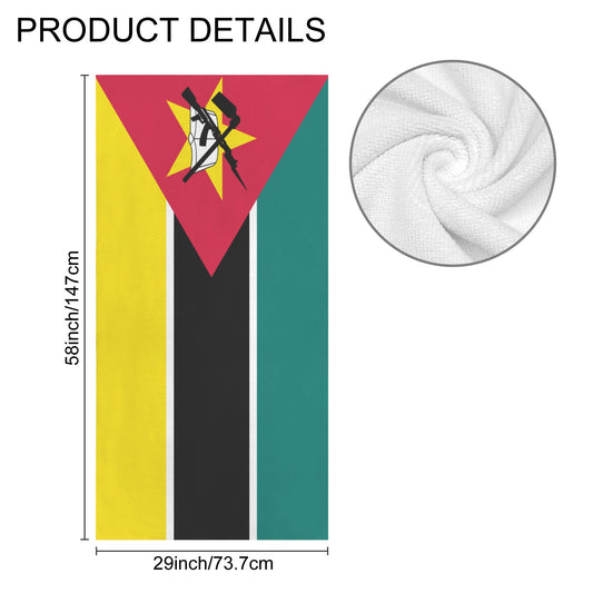 Mozambique Flag Inspired Custom Bath Towel 29"x58"(Made in USA)