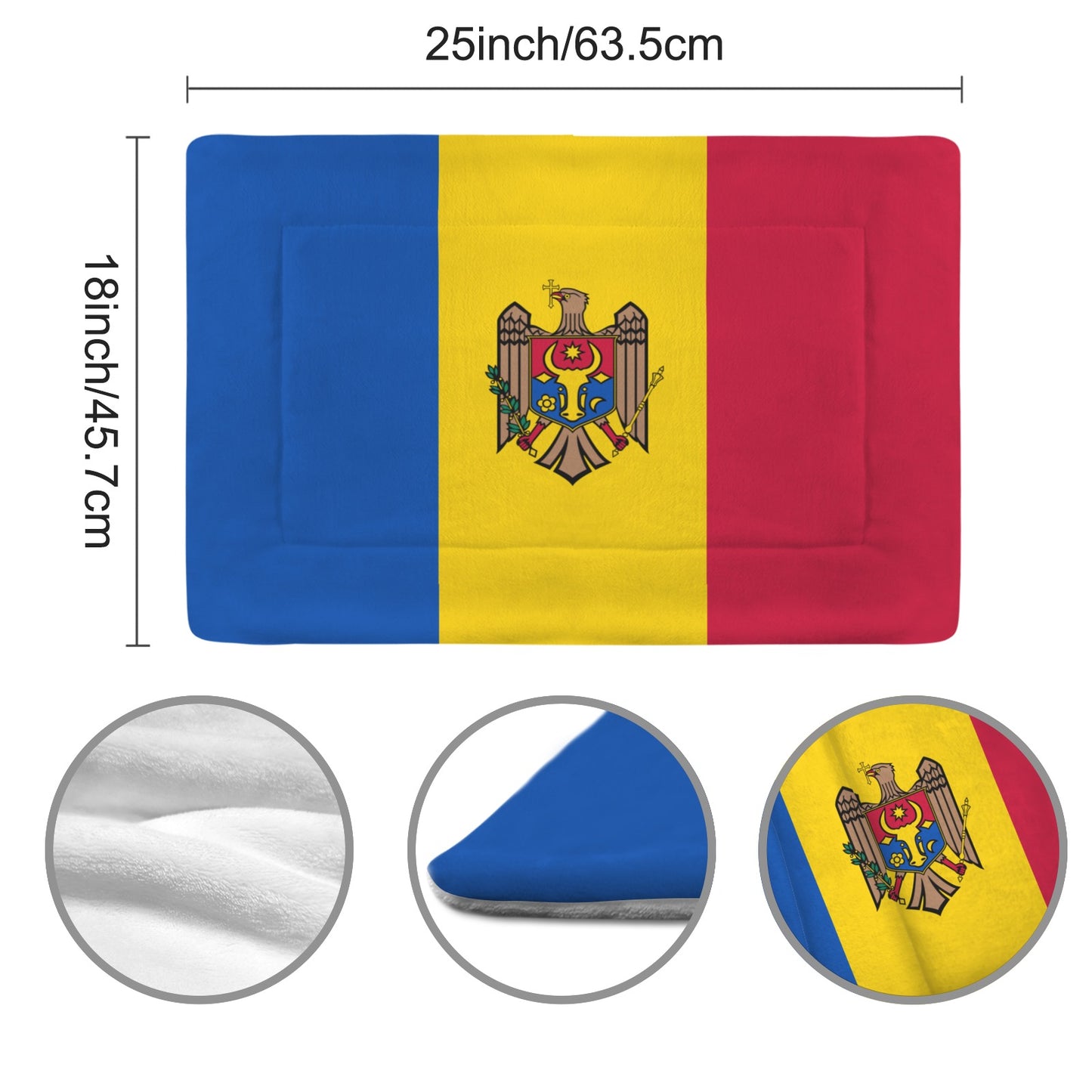 Moldova Flag Inspired Pet Mat 25x18inch (Made in the USA)