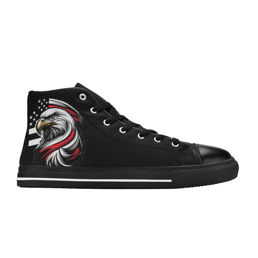 Thin Red Line Flag Eagle Mens High Top Canvas Shoes