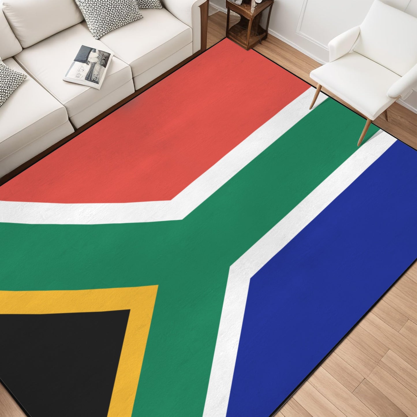 South Africa Flag Inspired 84x60 Inch Area Rug with Black Binding (Made in the USA)