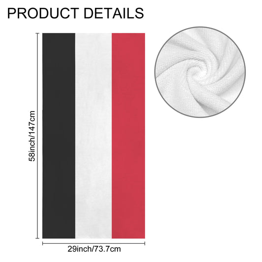 Yemen Flag Inspired Custom Bath Towel 29"x58"(Made in USA)