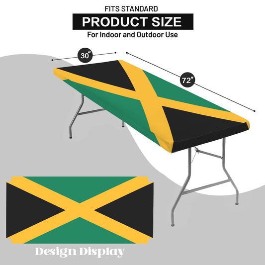 Jamaica Flag Inspired Custom Elastic Fitted Tablecloth 72x30 inch (Made in the USA)