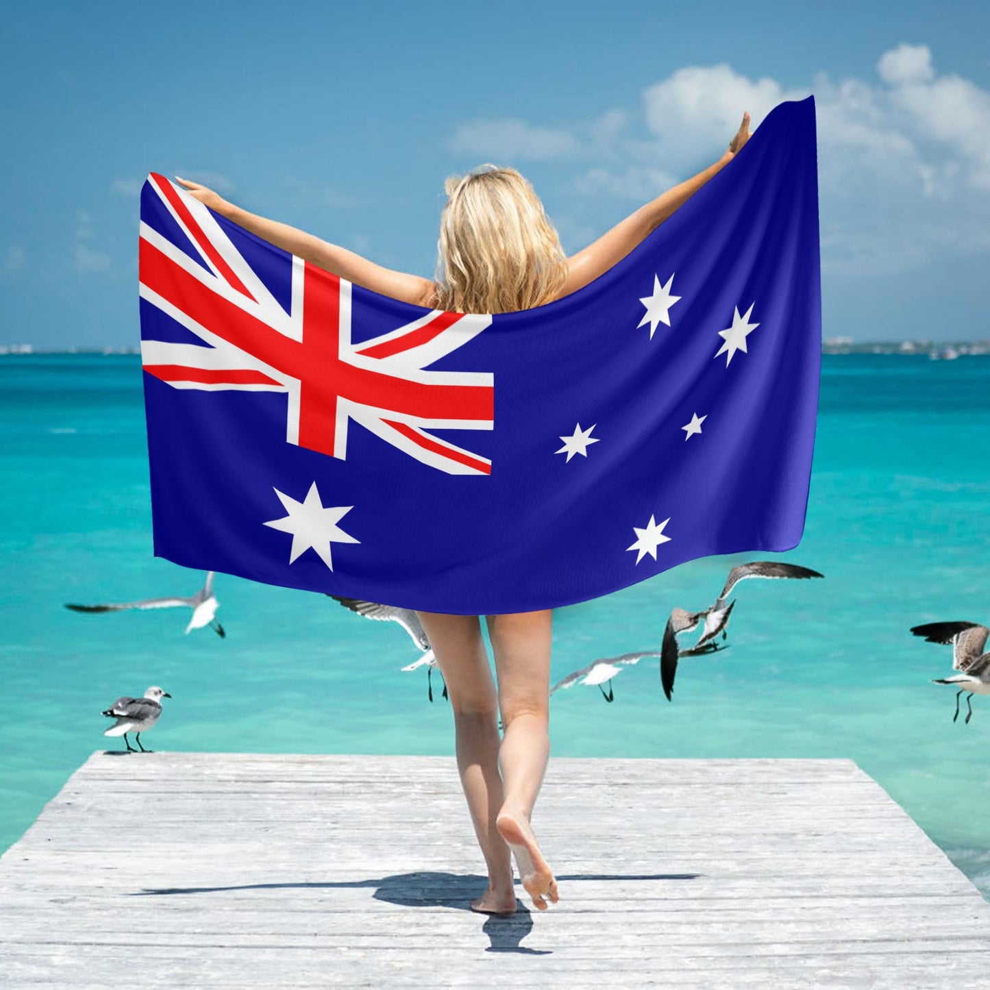 Australia Flag Beach Towel 31"x71" (Made in USA)
