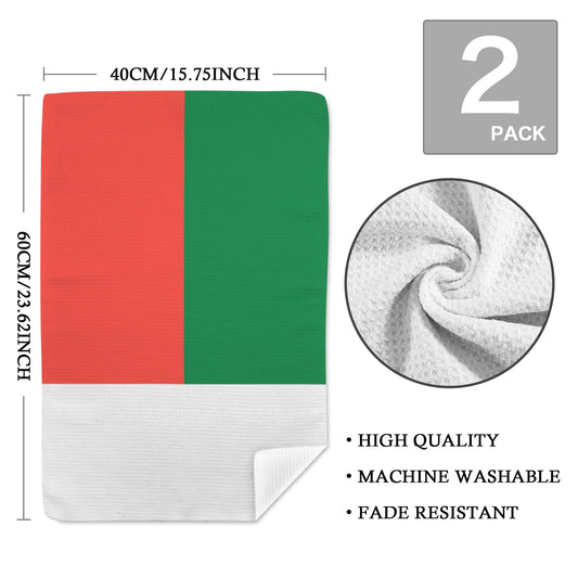 Madagascar Flag Inspired Kitchen Towel 40X60cm (Pack of 2) | Printed In the USA
