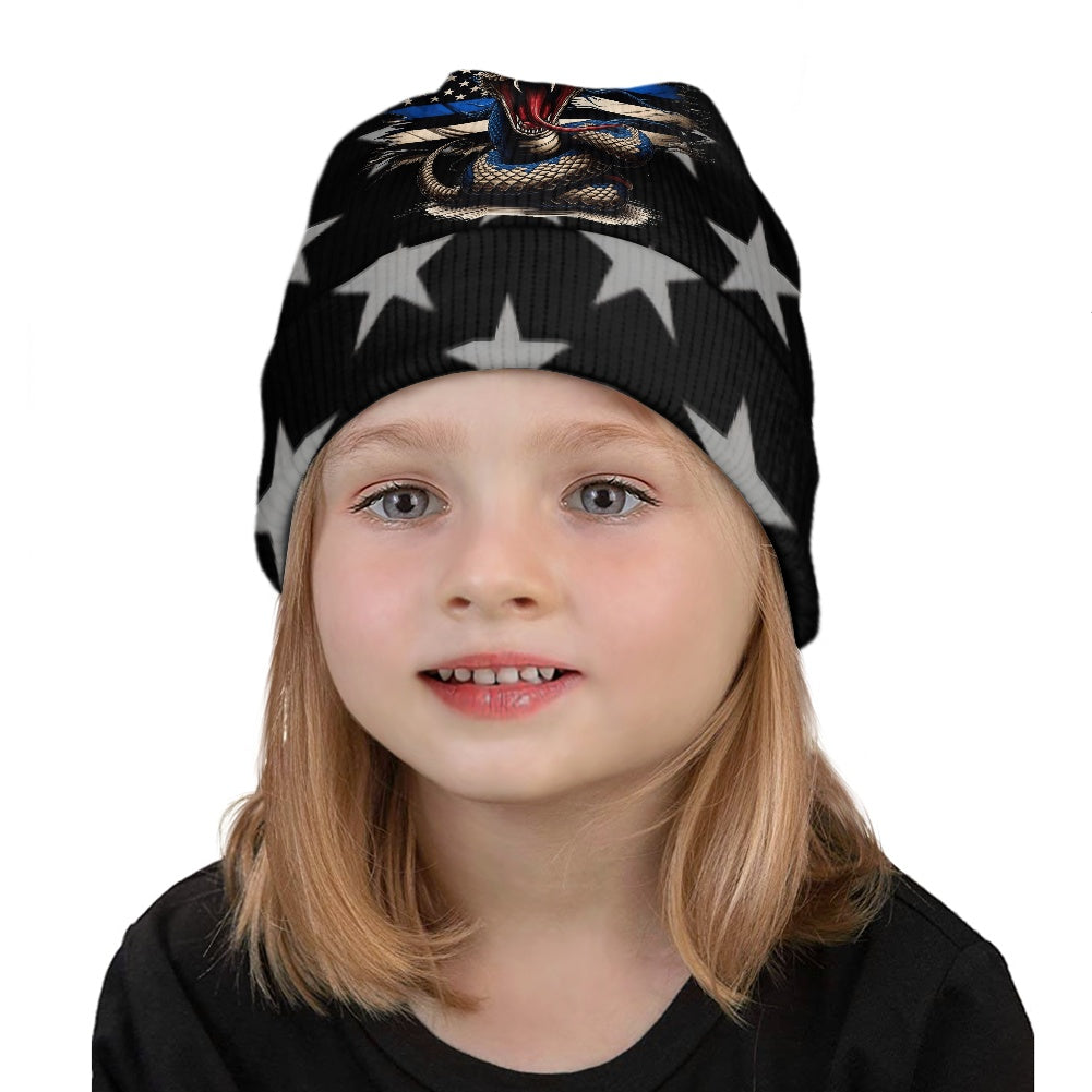 Thin Blue Line Flag Inspired Snake Kids' Beanies