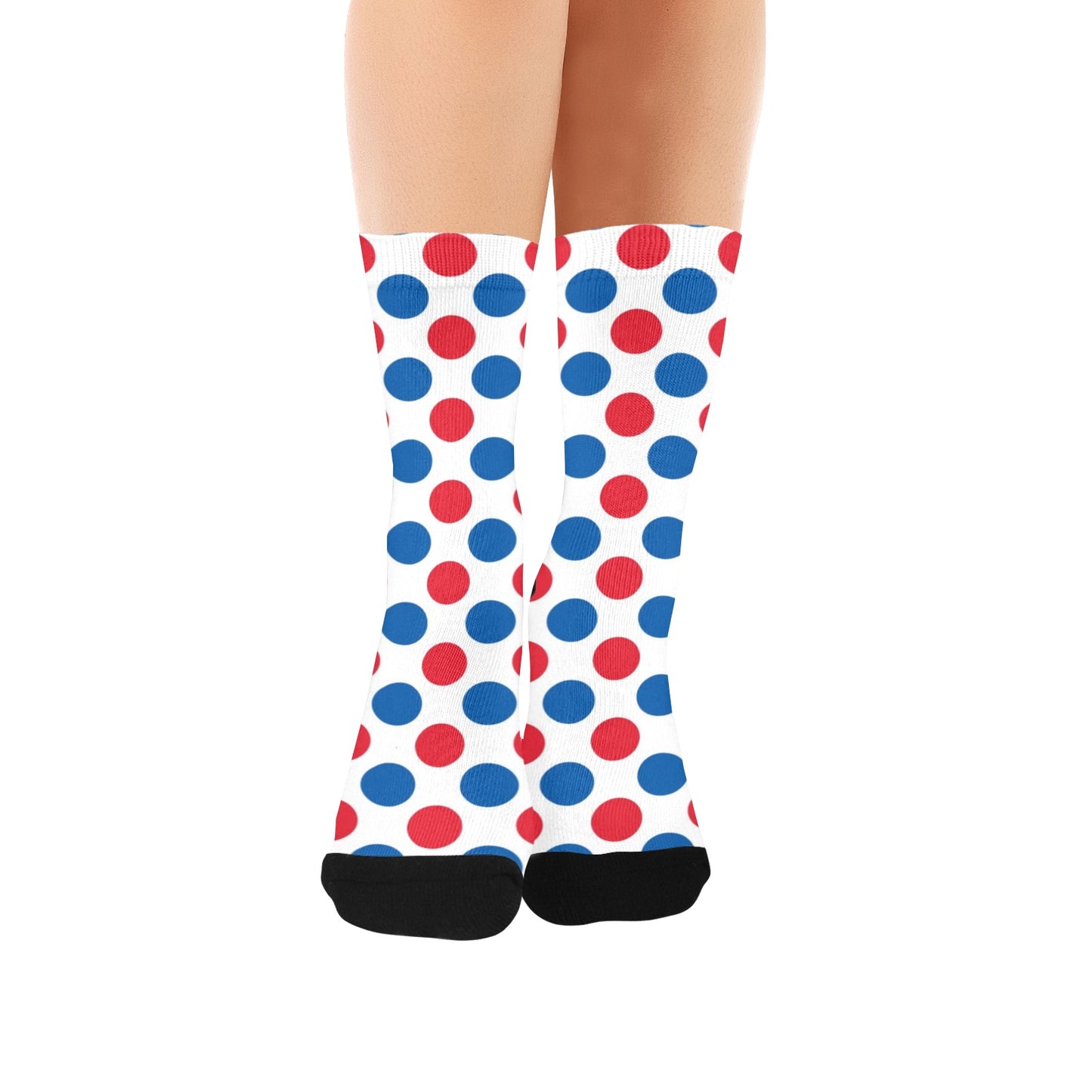 USA/American Flag Inspired Polka Dot Pattern Women's Custom Socks | Ships from USA