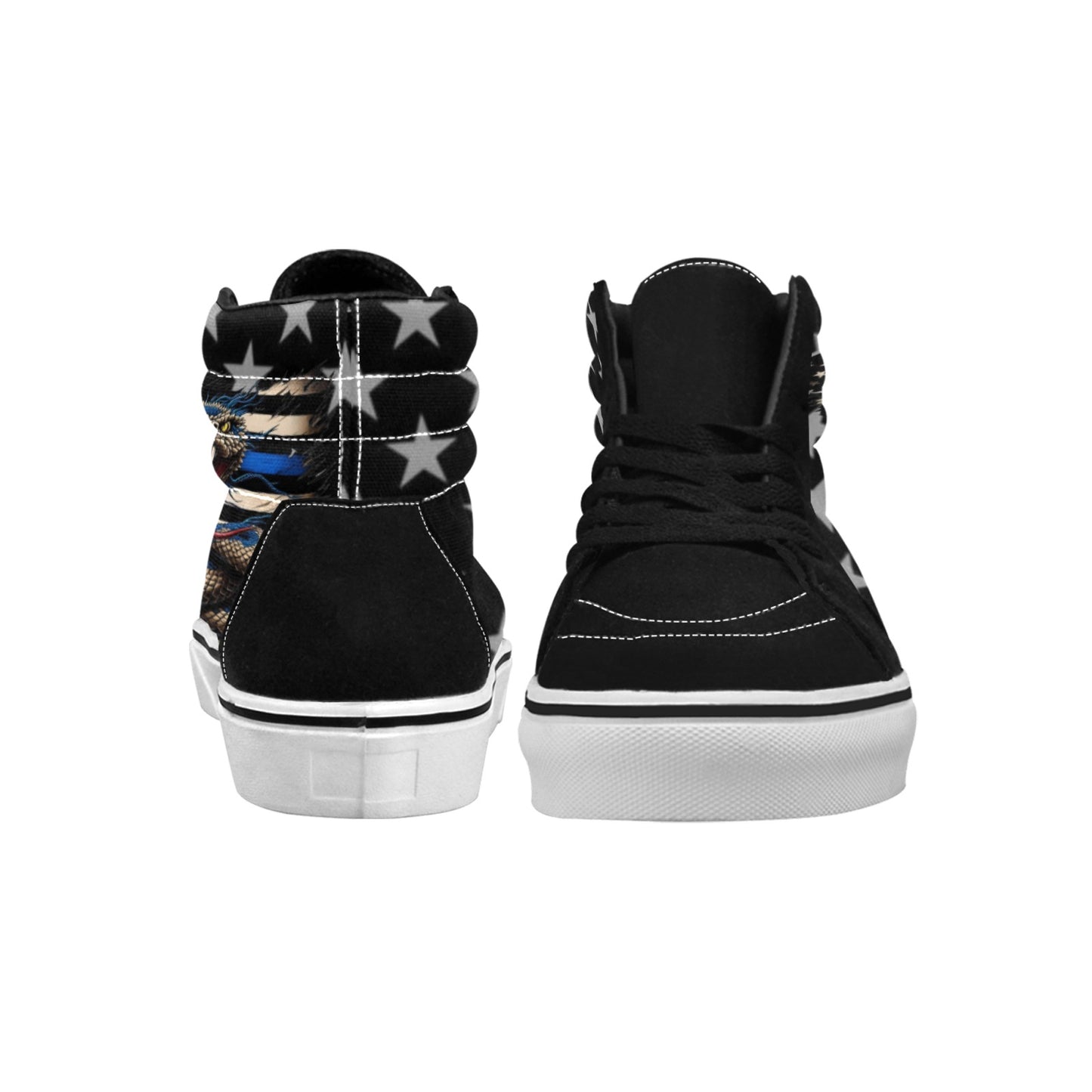 Thin Blue Line Flag Inspired With Snake Men's High Top Canvas Shoes