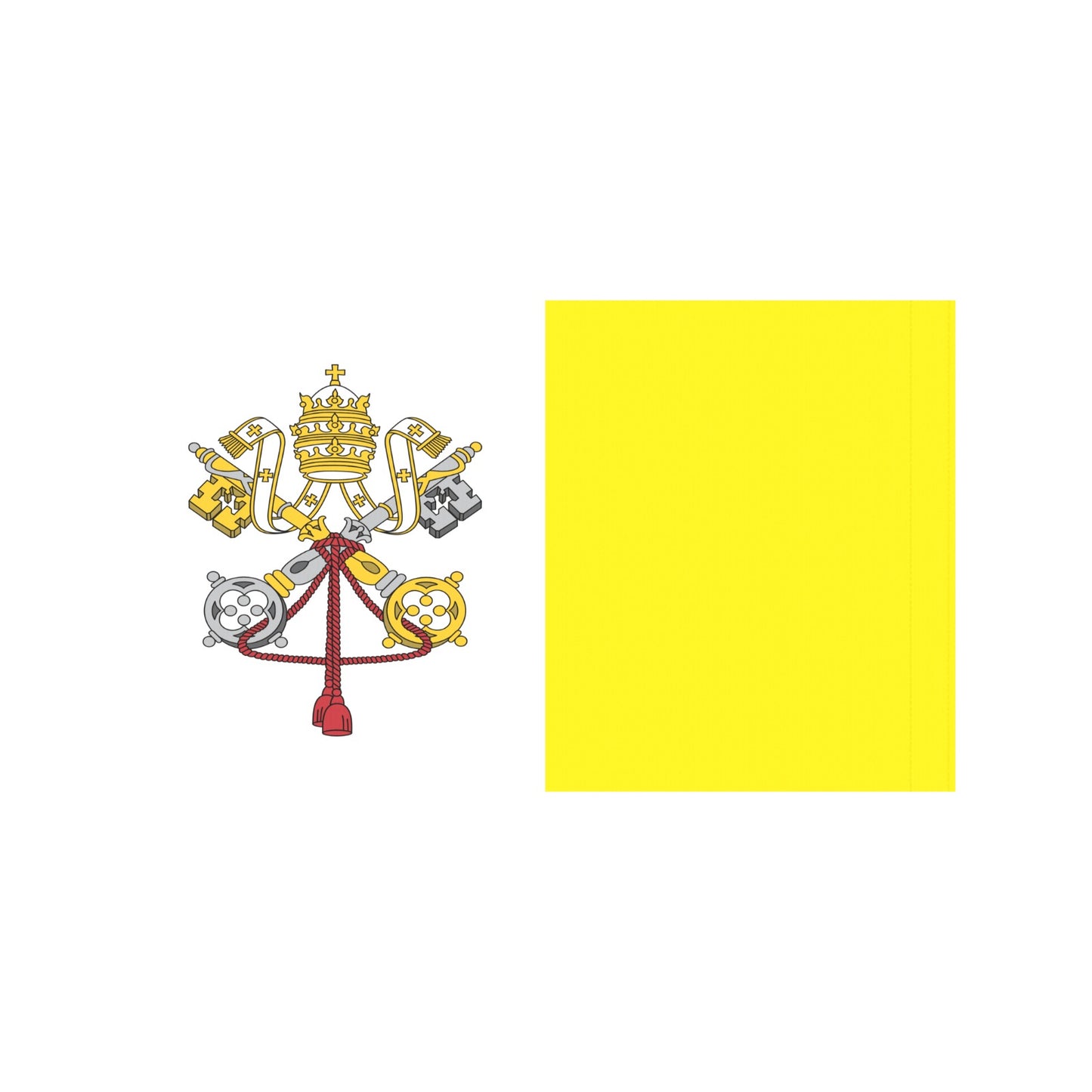 Yellow and white flag with papal emblem, Luv My Flag.