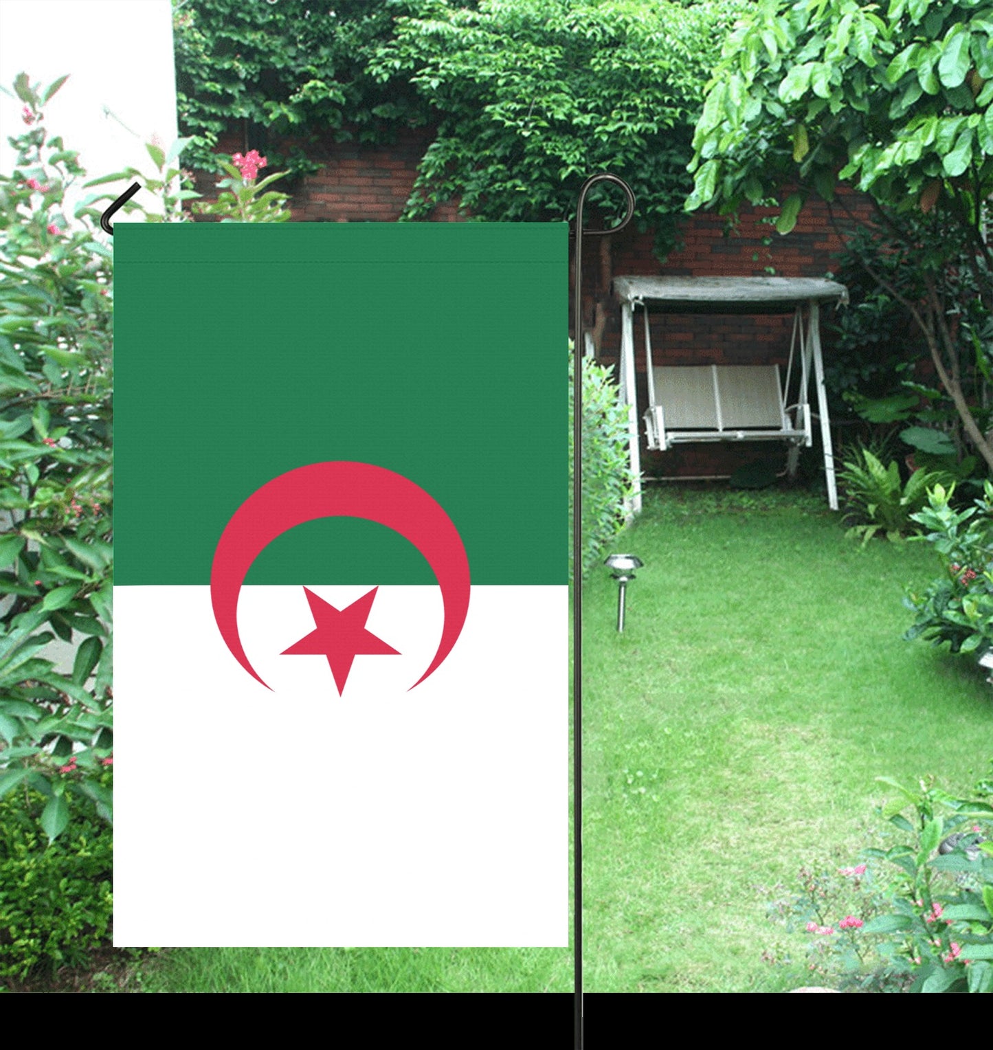 Luv My Flag garden flag displaying Algerian flag design.