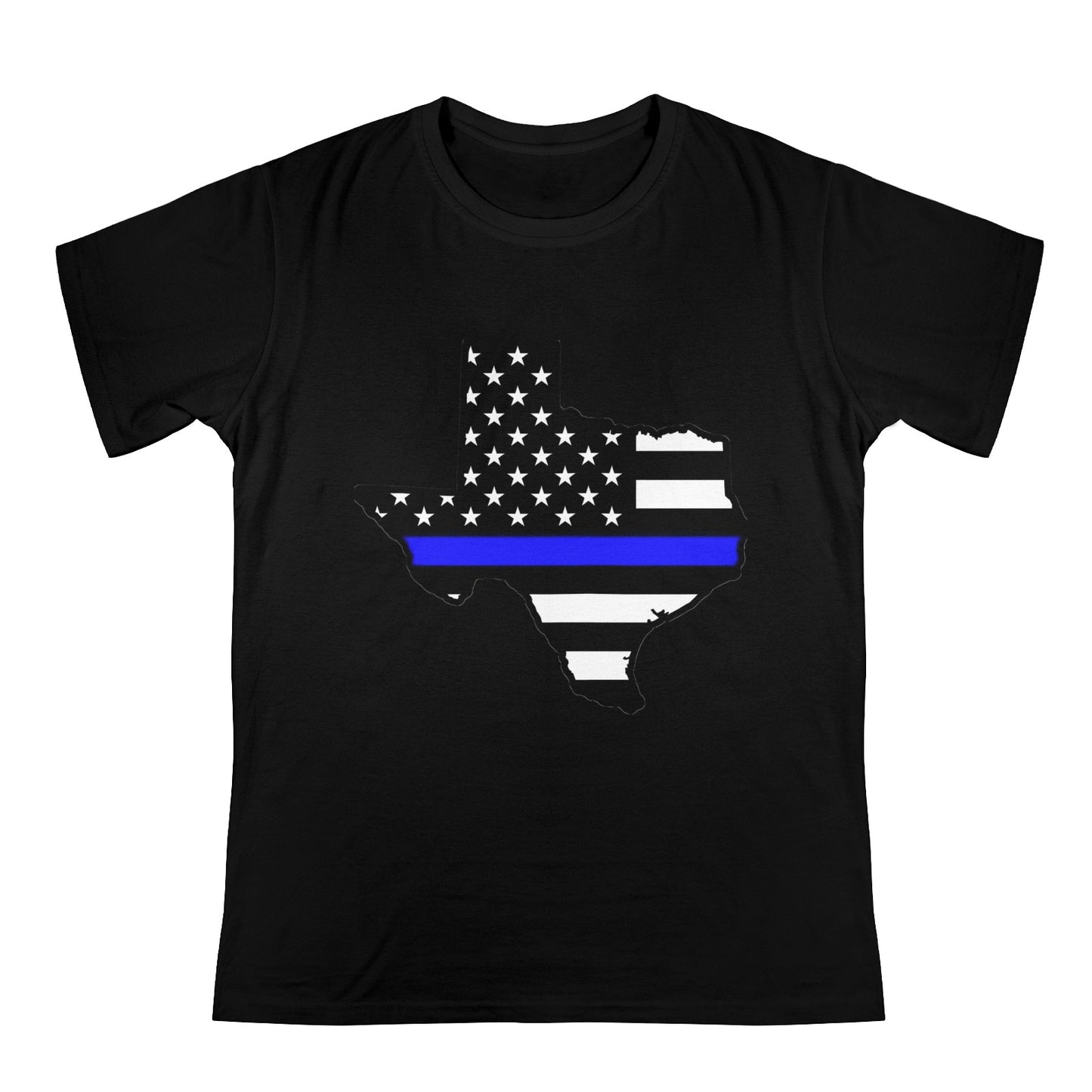 Thin Blue Line Flag Inspired Texas Shape Men’s Heavy Cotton T-Shirt (Made in the USA)
