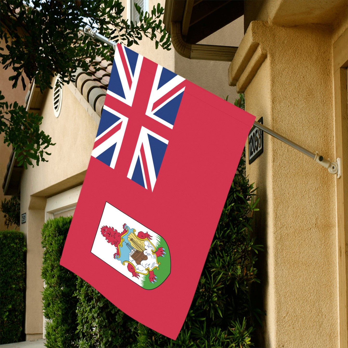 House displaying Bermuda flag from Luv My Flag brand.