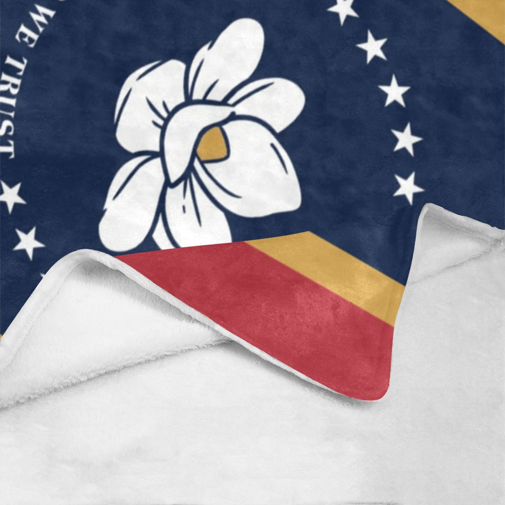 Luv My Flag blanket with floral and star pattern.
