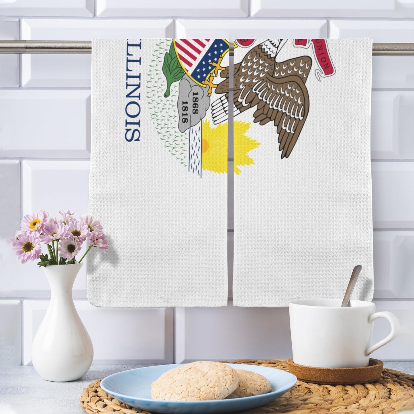 Illinois Flag Inspired Kitchen Towel 40X60cm (Pack of 2) (Made in the USA)