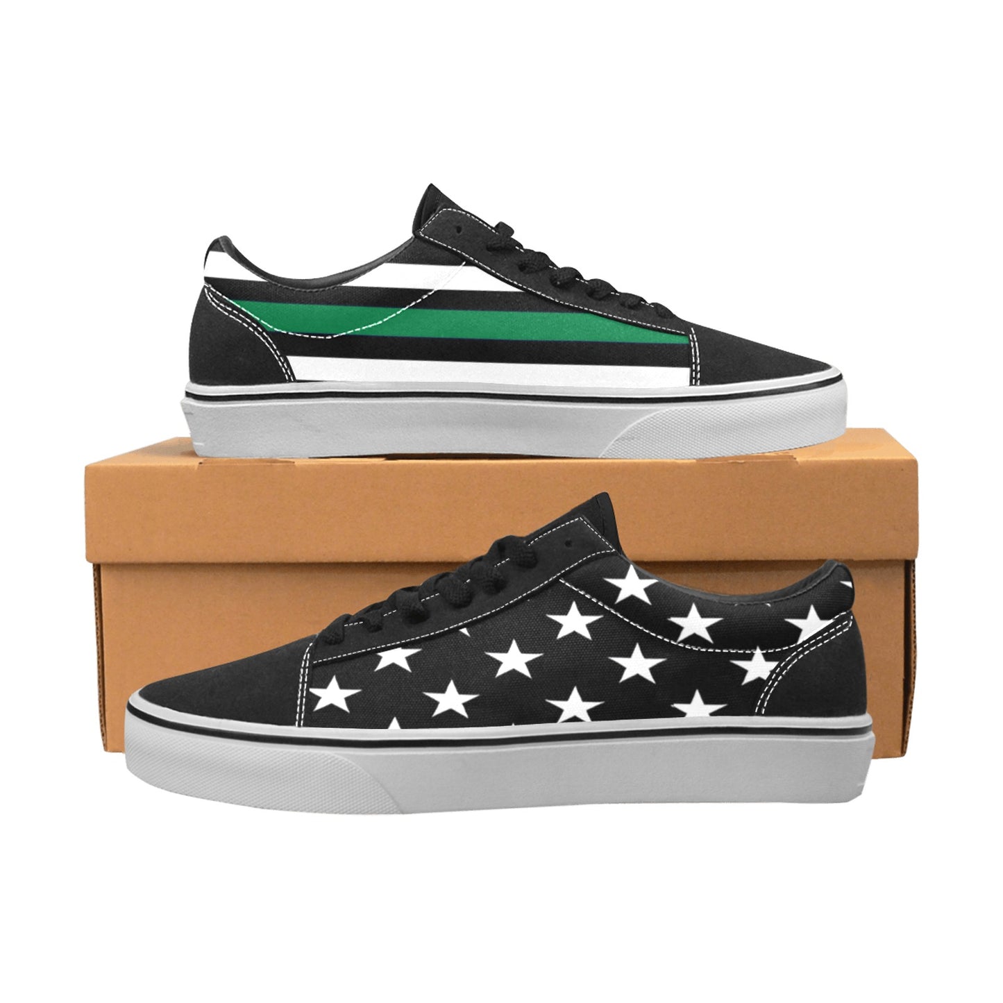 Thin Green Line Flag Inspired Women's Lace-Up Canvas Shoes